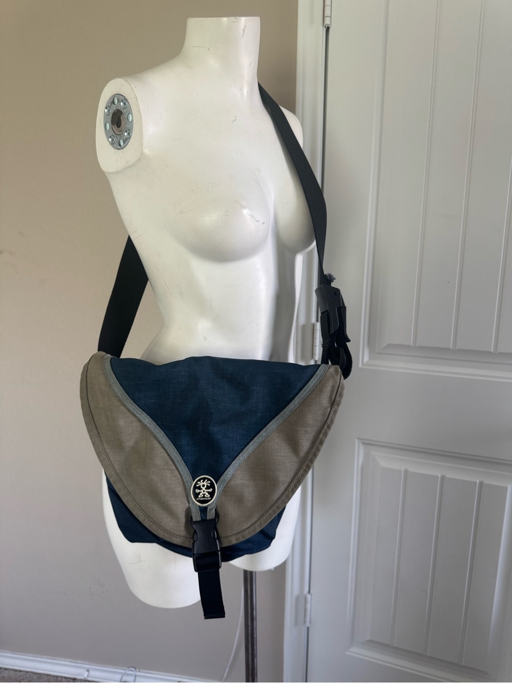 Crumpled Blunderbus Navy and Gray Men's Messenger Crossbody Bag
